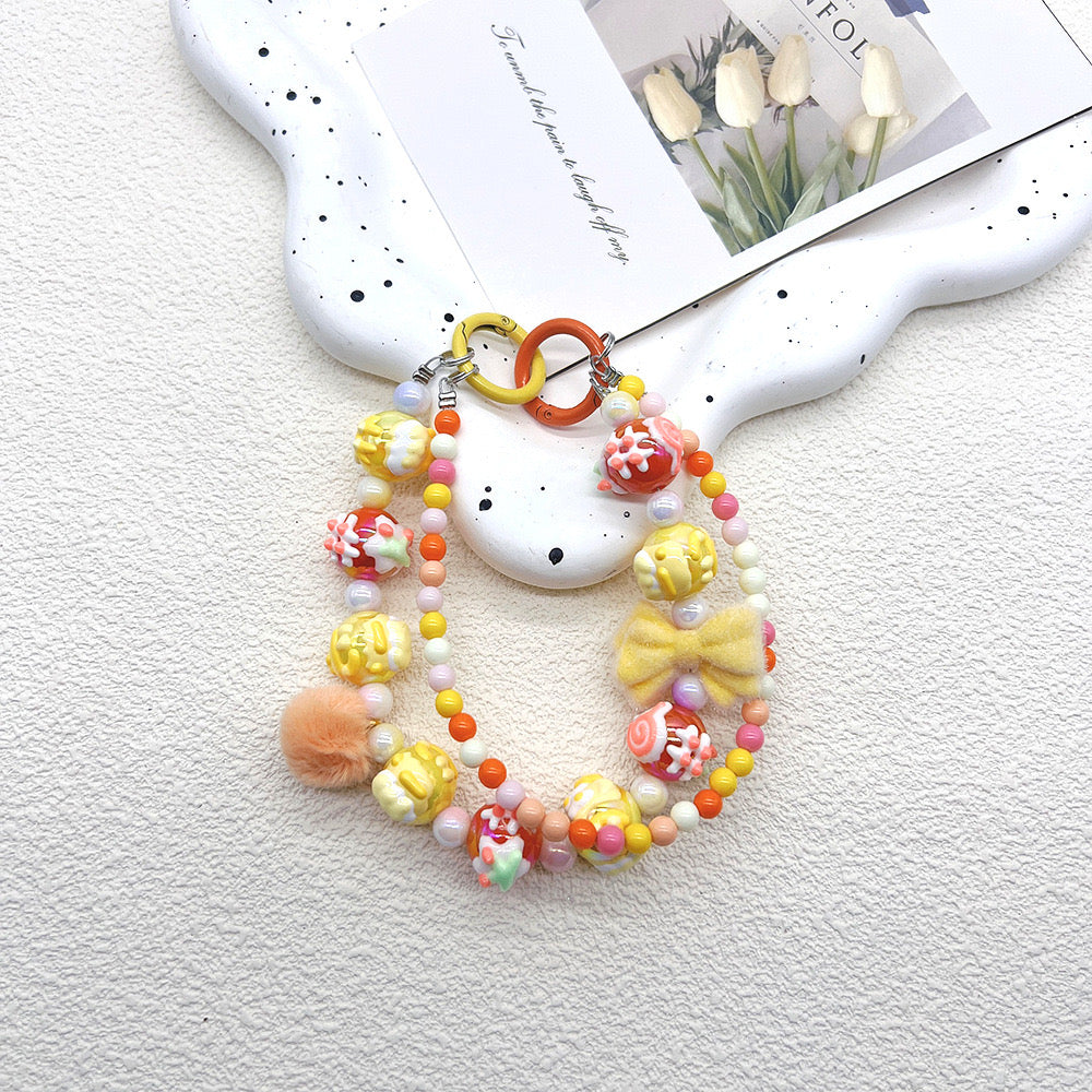 【D003】DIY Dopamine Double Circle Hand-Painted Bead Phone Chain（Pre-Sale)