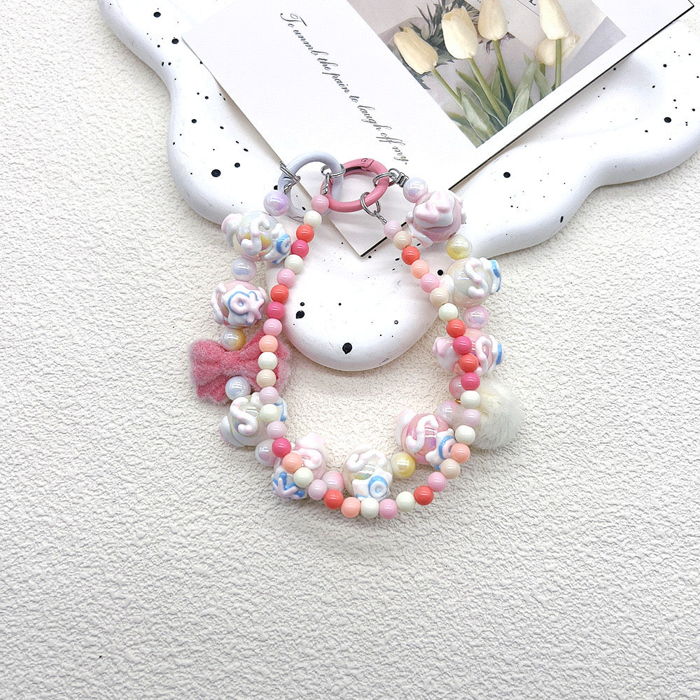 【D003】DIY Dopamine Double Circle Hand-Painted Bead Phone Chain（Pre-Sale)